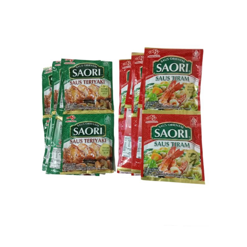 

Saori saus teriyaki@22ml/ saus tiram@23ml serenceng 10 Sachet