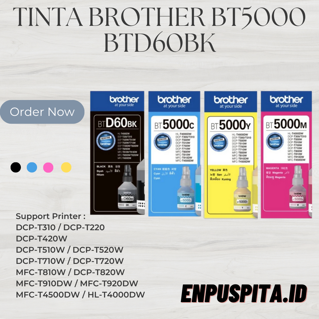 Tinta Brother Bt5000 Btd60bk for Printer : DCPT310 DCPT510W DCPT710W