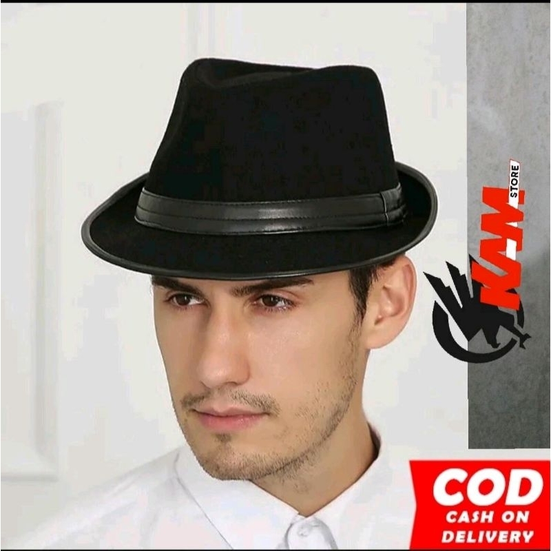 TOPI FEDORA KULIT DOMBA ASLI/ TOPI LAKEN PRIA / TOPI SHERIF/ TOPI TOMPI / TOPI COBOY / TOPI FEDORA