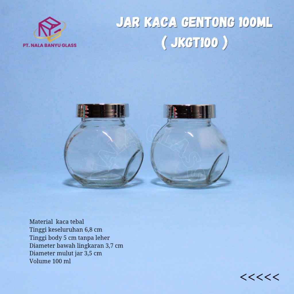JKGT100 jar kaca bumbu 100ml / jar gentong 100ml / jar madu / jar selai / safron