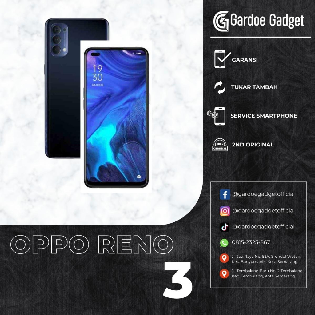 OPPO RENO 3 [RAM 8/128GB] HP SECOND ORIGINAL | gardoegadget