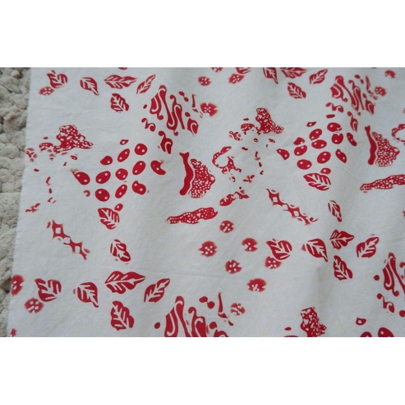 [Pre Order 17 Hari] Kain Batik Cap Asli Motif Peta Indonesia Latar Warna Merah Premium Bahan Kain Ka