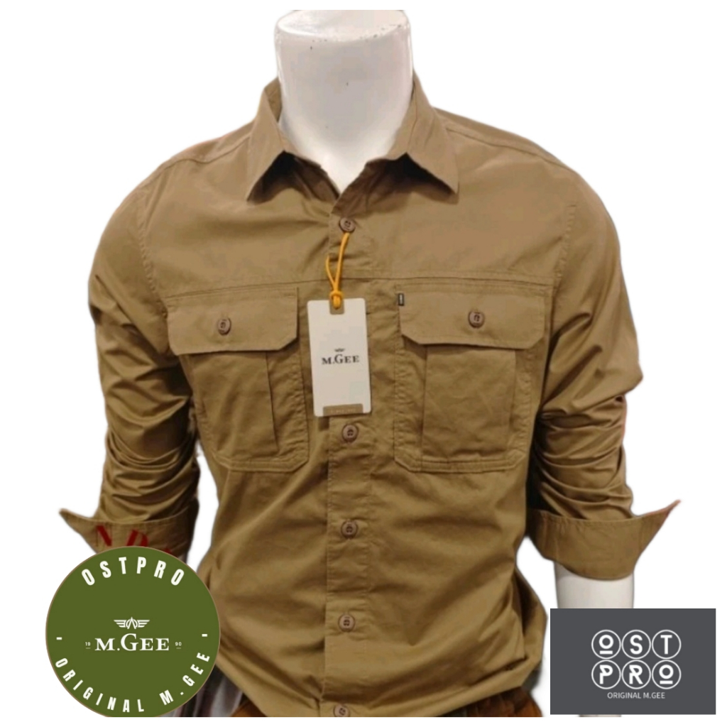 Kemeja MGEE Original - Kemeja Outdoor Lengan Panjang Camper 023 Olive