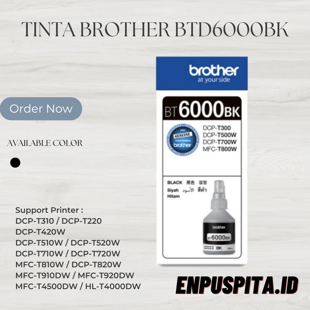 Tinta Brother BT6000 black Printer DCPT310 DCPT510W DCPT710W DCPT810W