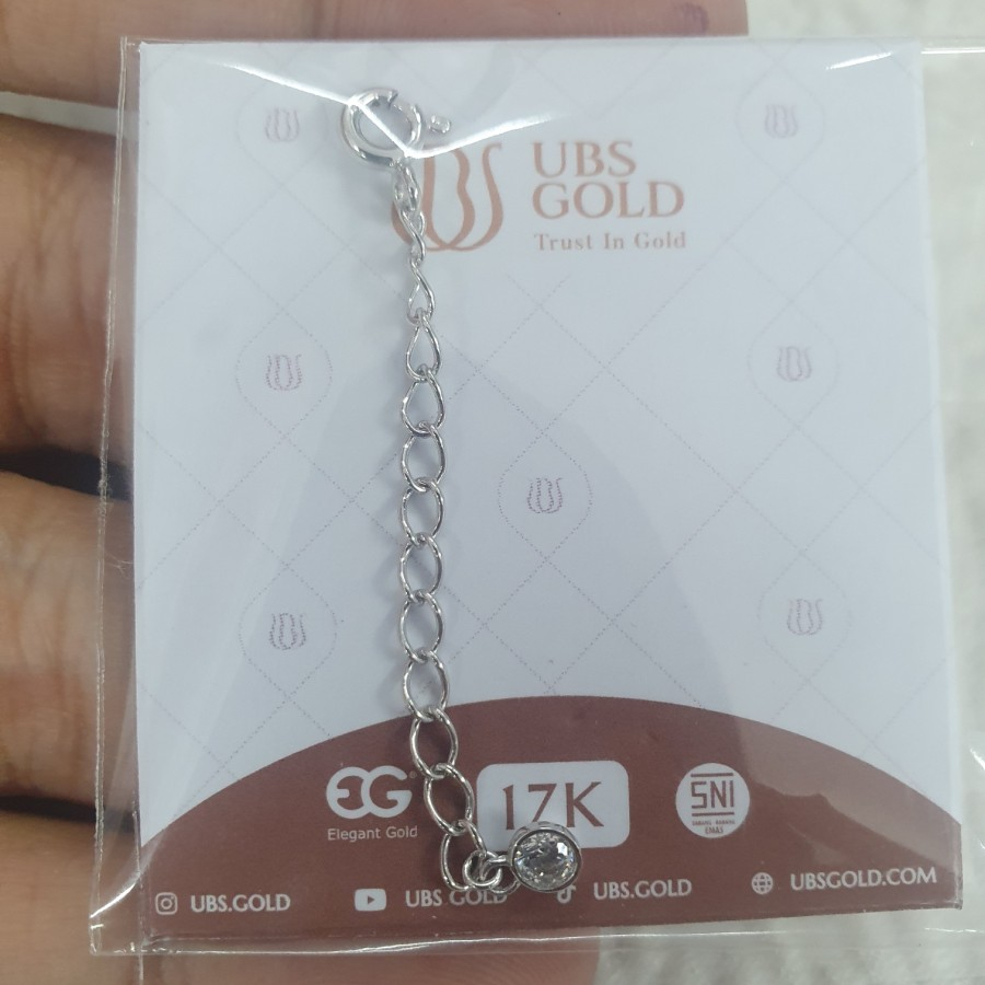 extension gelang kalung warna putih 5 cm an ad emas 75% 750 75 % 17k