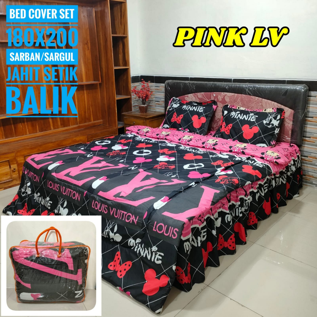 Bed Cover Set Sprei Rumbai Lengkap Brand LV Murah Bedcover Set Minnie Mouse Bed Cover Motif LV No. 1