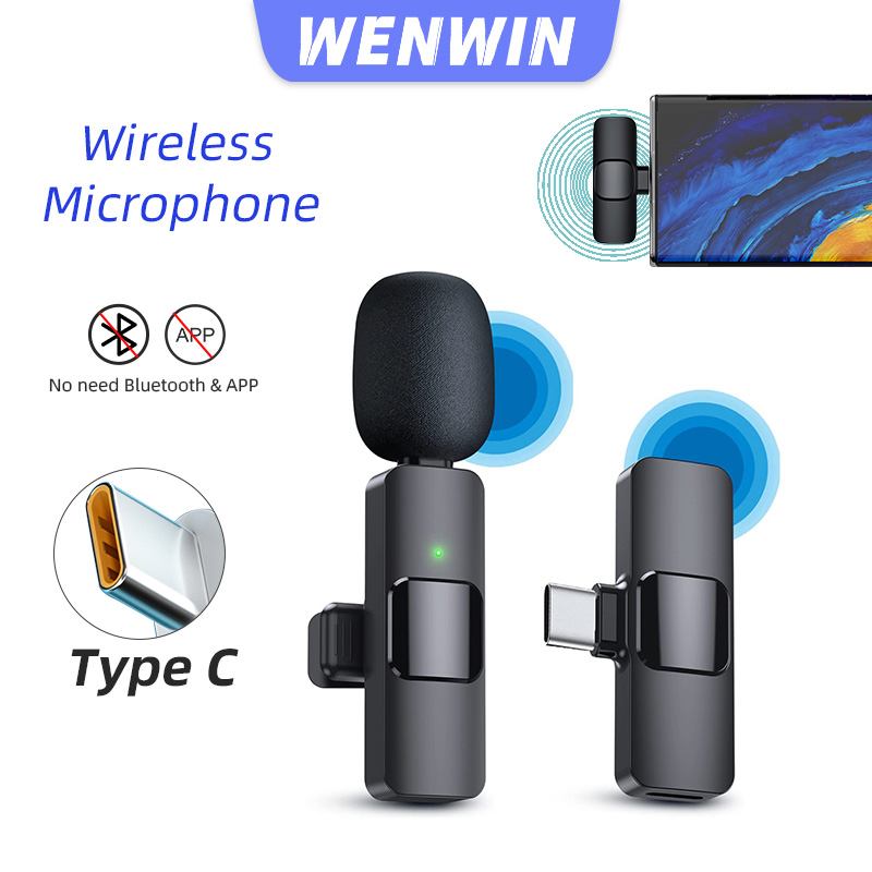Mikrofon Lavalier Nirkabel Mic Telepon Perekaman Mini Wireless Microphone Wawancara Perekaman Langsu