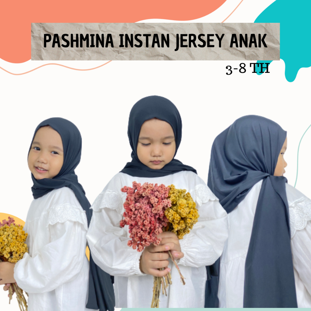 Pashmina Anak Instan Jersey / Hijab Pasmina Anak Jersey/Jilbab Anak