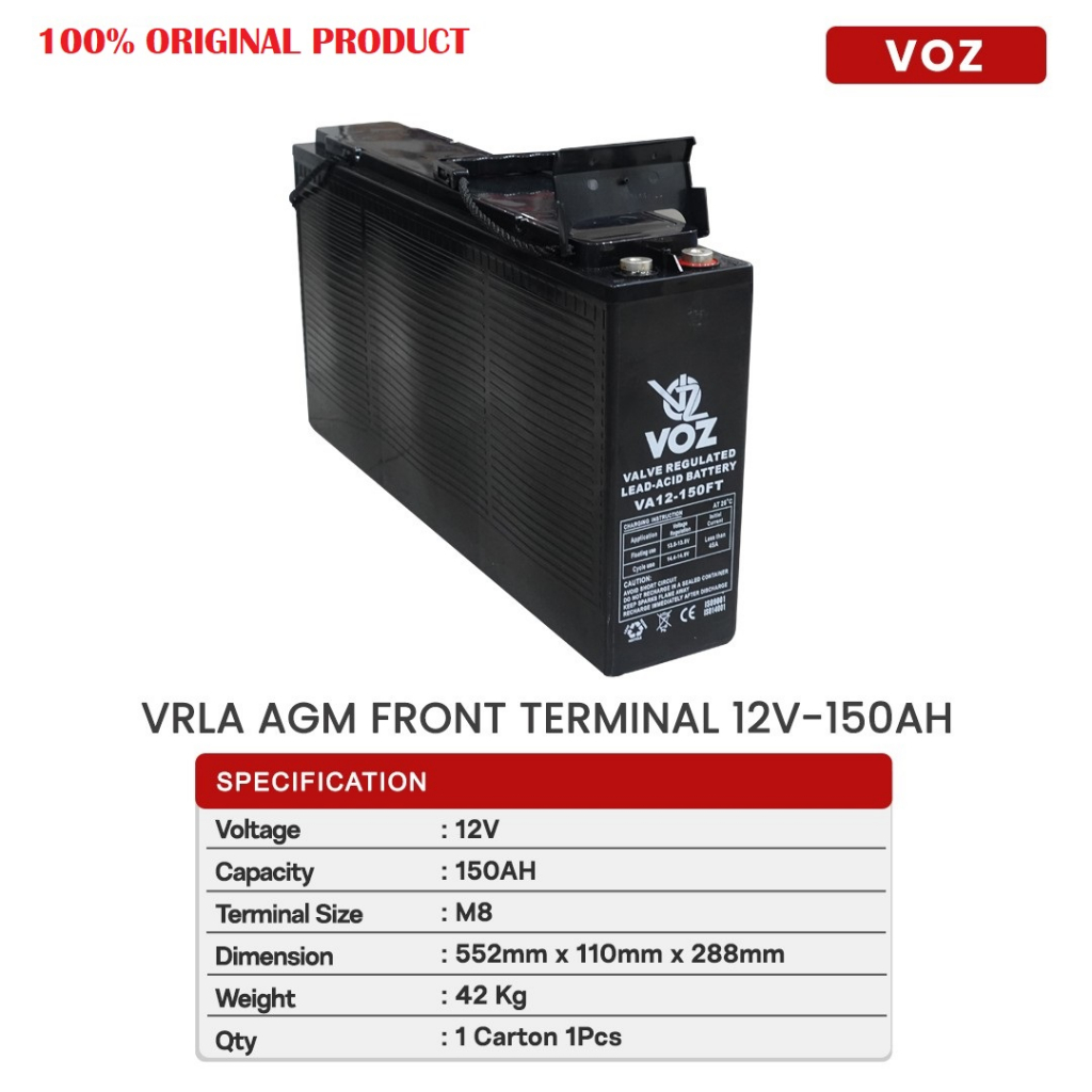 Voz VRLA 12V 150 Ah - Front Terminal Baterai UPS