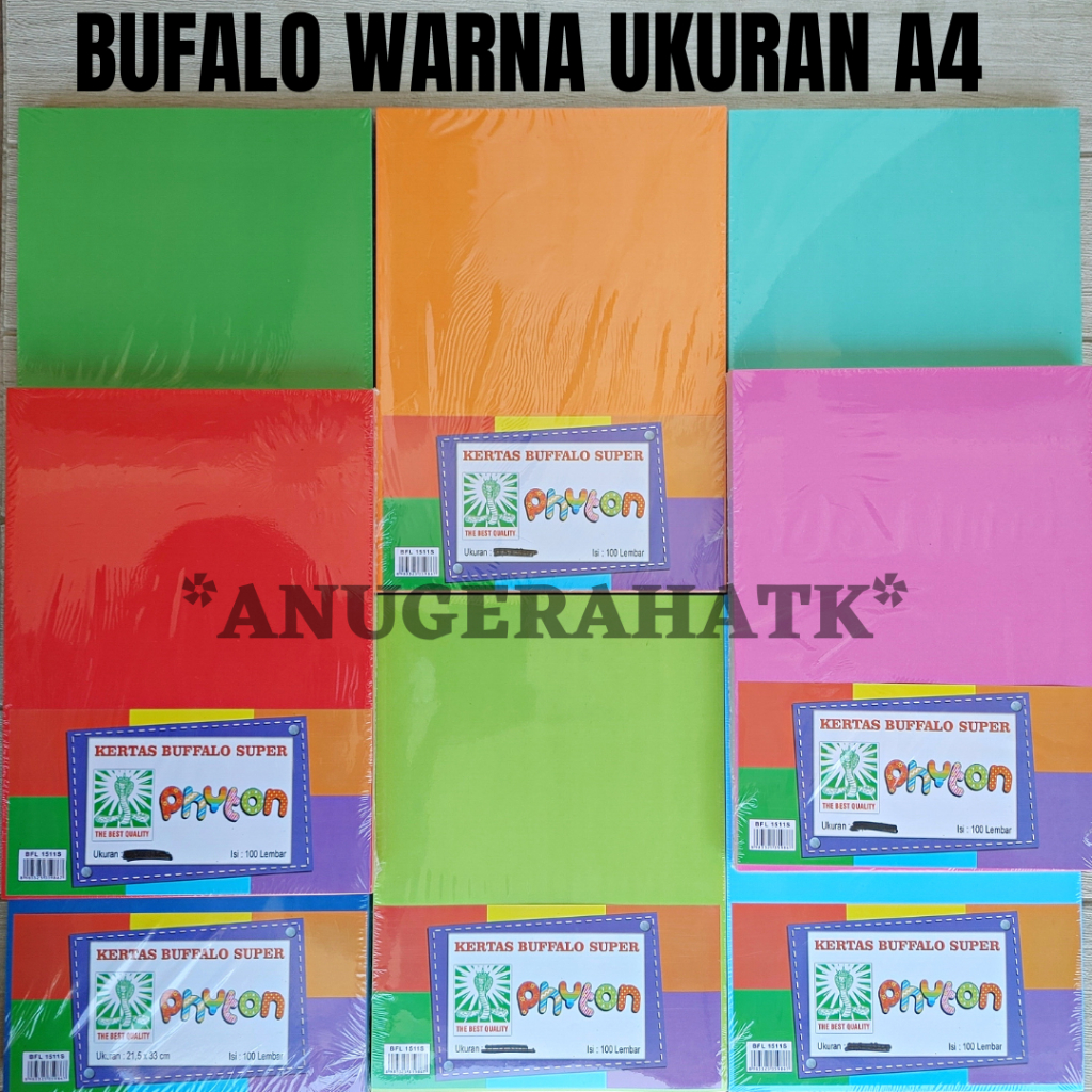 

(1Pack isi 100lbr) Kertas Cover Jilid Bufalo Buffalo uk A4 Merk Phyton yg Asli