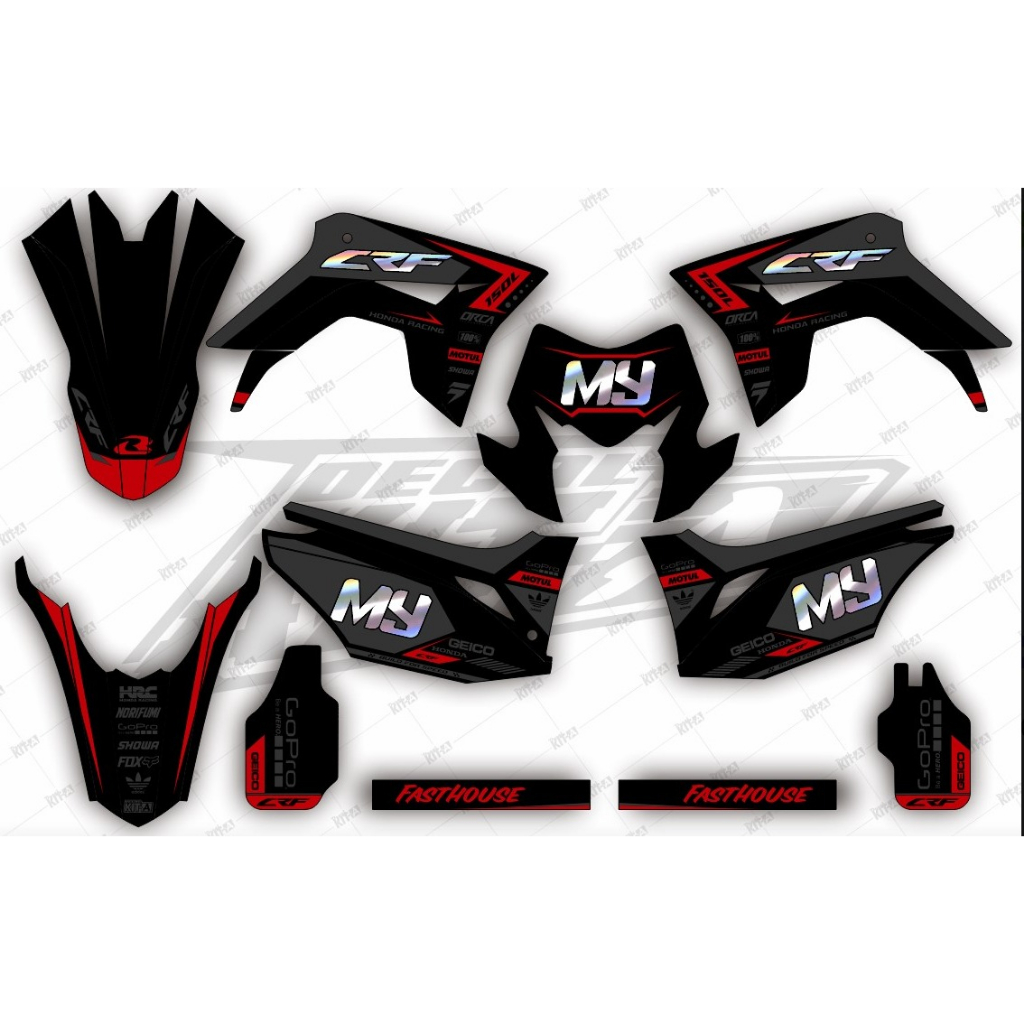 Decal Stiker Honda Crf 150L Stiker Dekal Crf 150L Hitam Merah Cutting Hologram