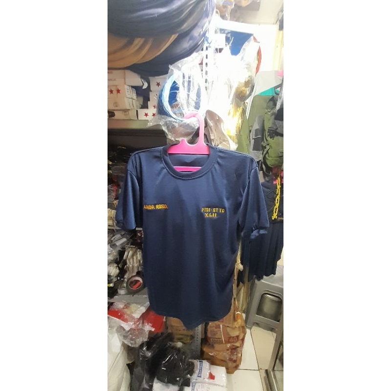 kaos PDO Taruna lengan pendek warna biru + bordir bahan P E ukuran Allsize