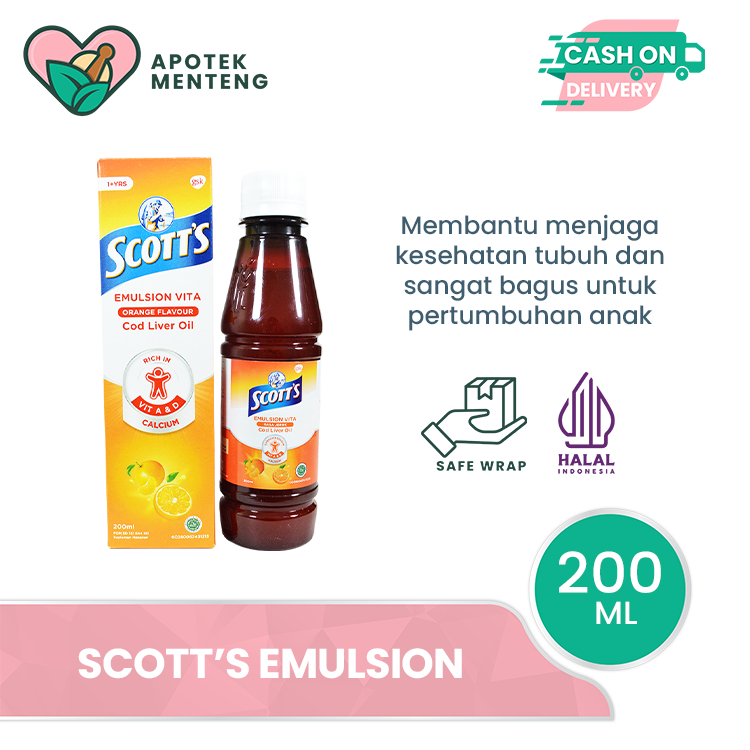 Scott's Emulsion 200 Ml - Suplemen Untuk Pertumbuhan Tinggi Badan Anak