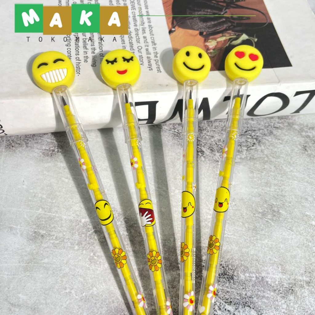 

pensil susun smile pensil peluru isi ulang emoticon pensil bensia emot smile perlengkapan alat tulis kantor sekolah