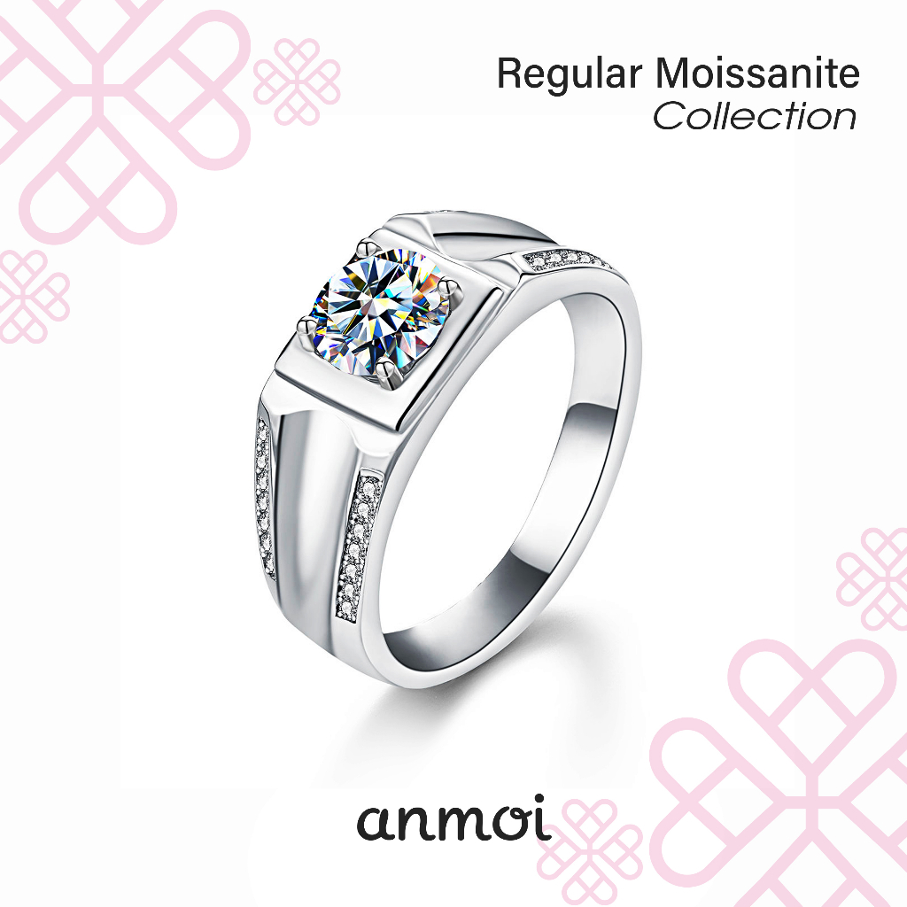 (Ready) Aman Moissanite Adjustable Men Ring 1 ct