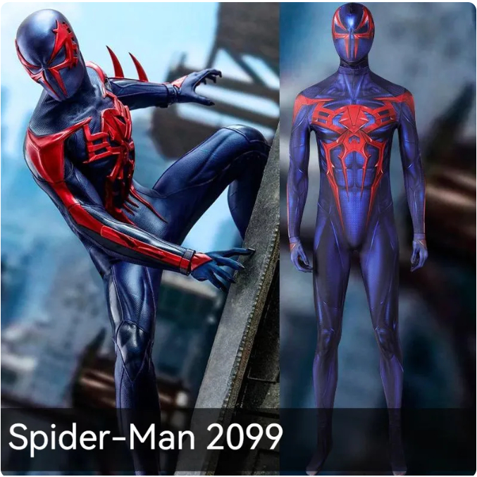 Super Spider 2099 Cosplay Costume Spikes Across Verse Miguel O'hara Jumpsuit Superhero Zentai Bodysu