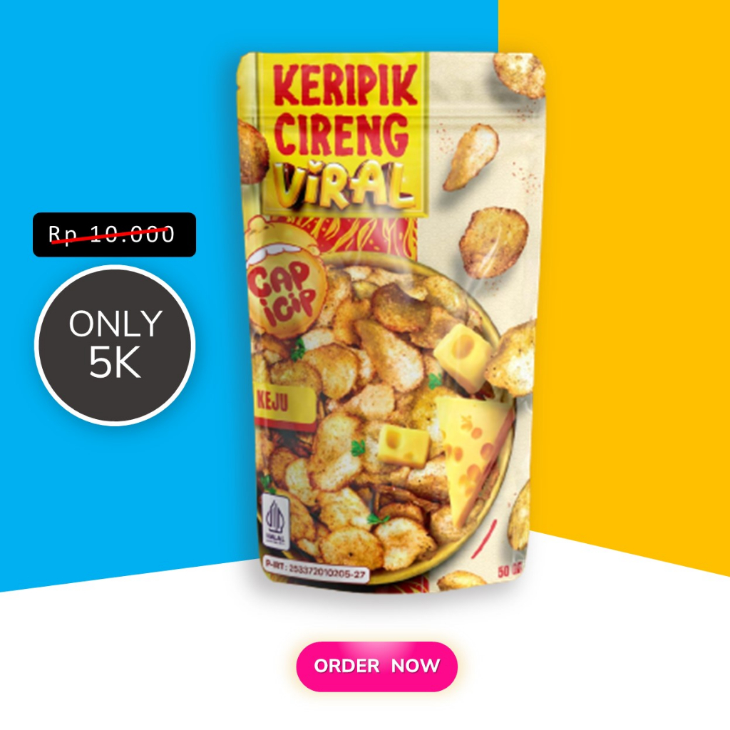 

Cemilan Keripik Cireng Murah Enak Gurih 50g Rasa Keju