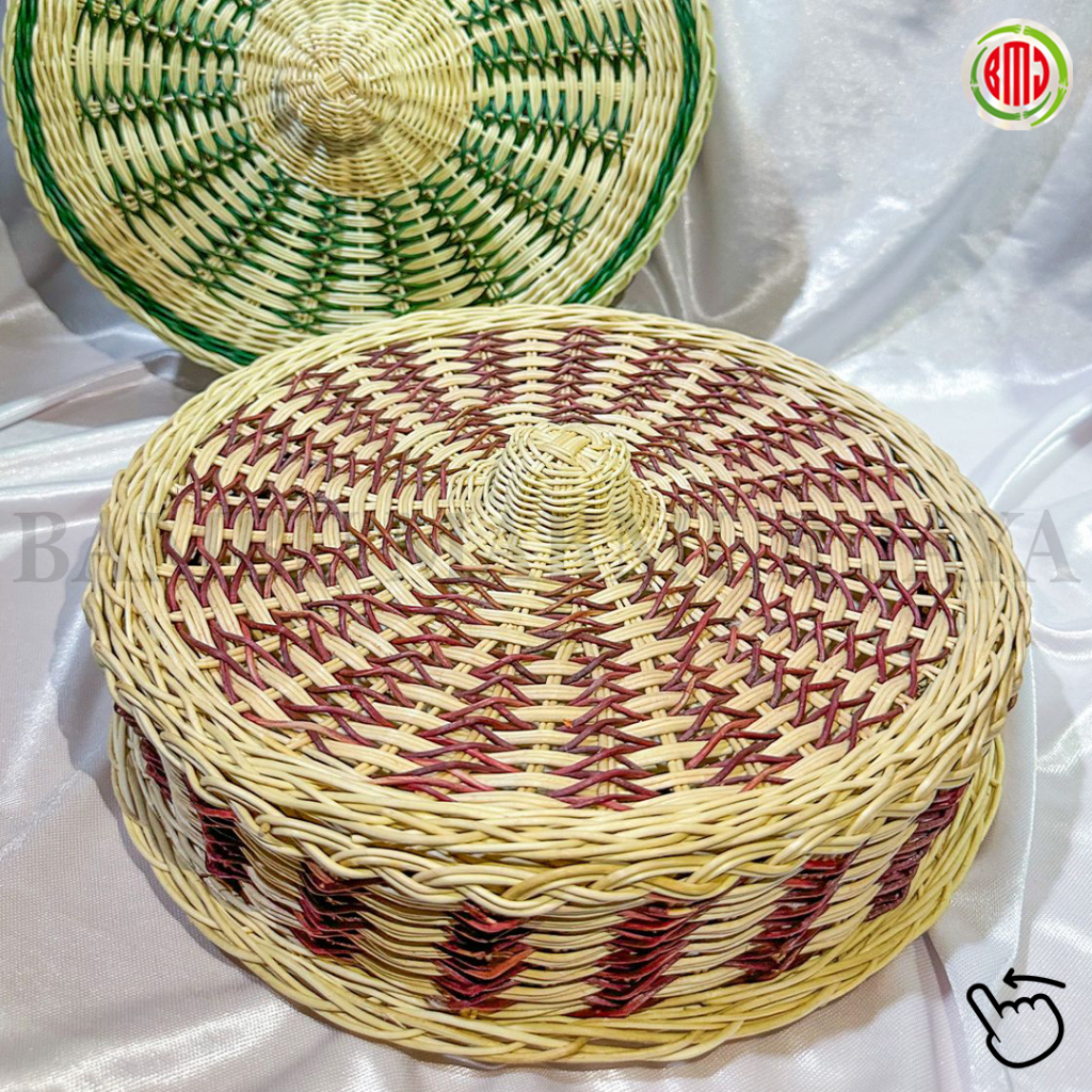 Box motif keranjang kerajinan rotan bulat tangkai premium