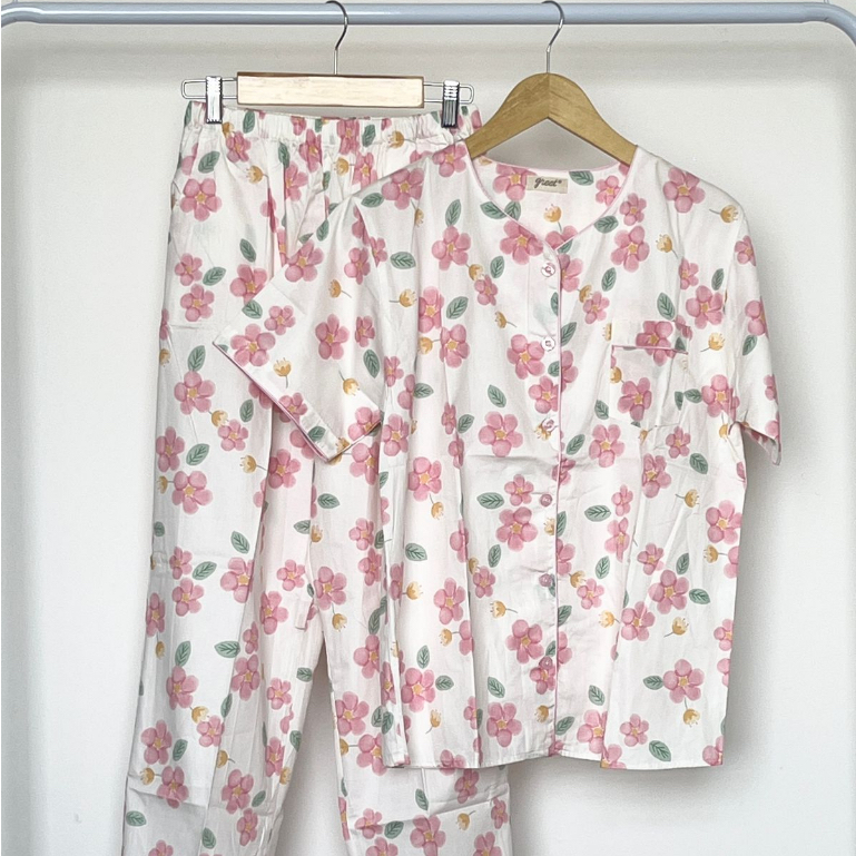[KJ0009] BAJU TIDUR WANITA DEWASA PIYAMA WANITA DEWASA KATUN JEPANG MOTIF BUNGA