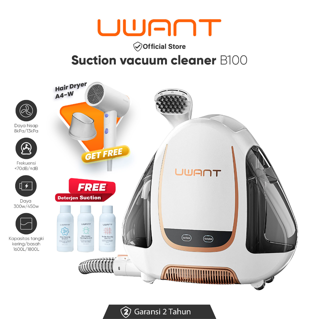	 UWANT B100 Suction wet Vacuum Cleaner 12000pa Mesin Pembersih Kain Multifungsi Karpet Fabric Sofa Dan Kasur	