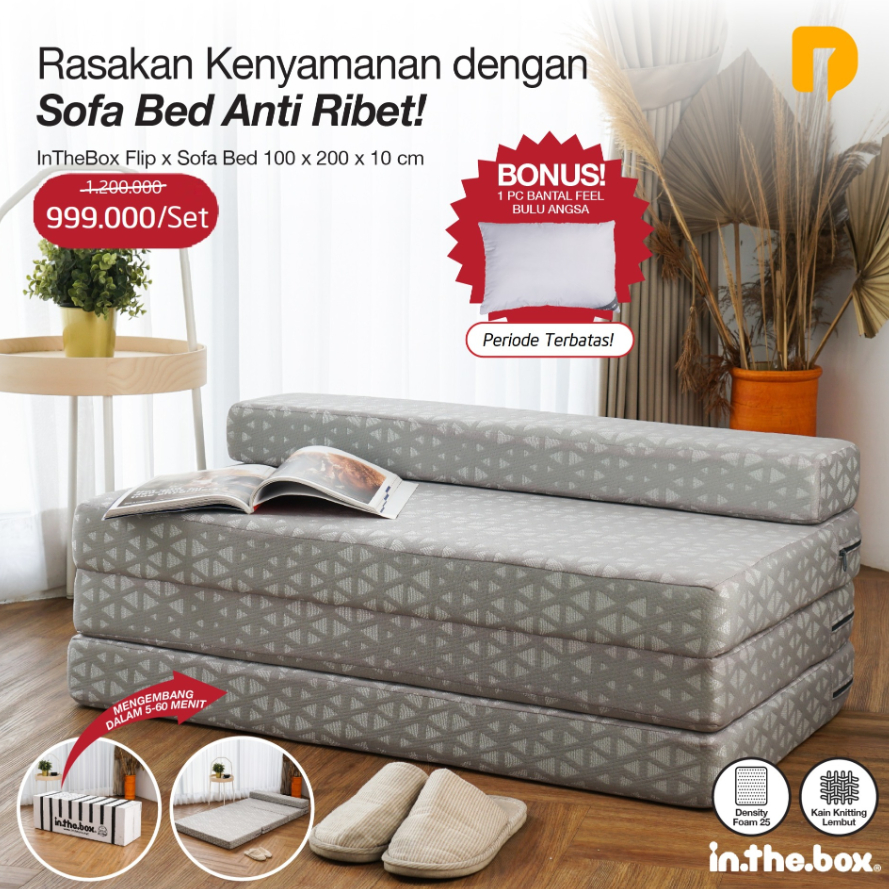 InTheBox Flip x Sofa Bed 100 x 200 x 10 cm