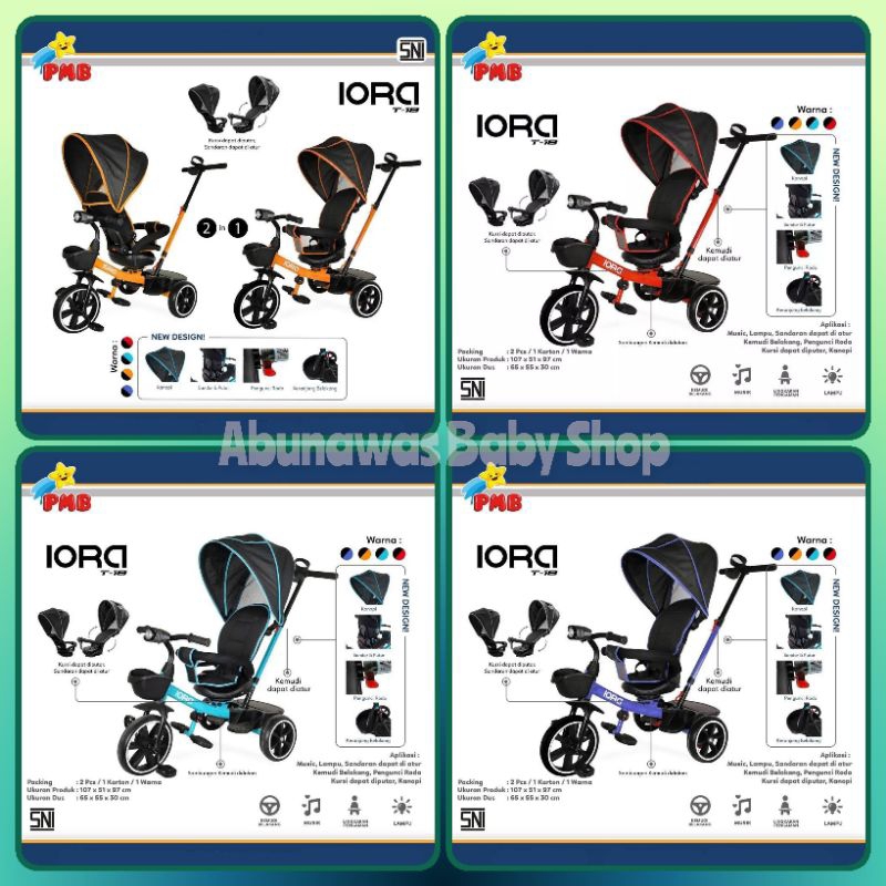 Sepeda Anak Roda 3 Tiga PMB Iora T-10, T-09, T-17, T-18 Sepeda Stroller