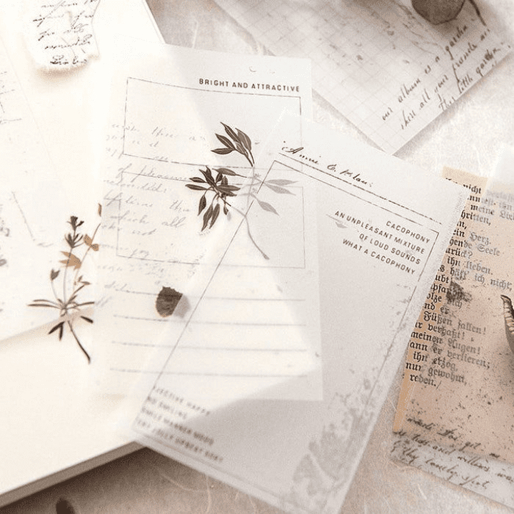 

(10 pcs) Transparent Paper | kertas transparan vintage aesthetic retro jadul journal scrapbook aesthetic hiasan junk bujo set pack dekorasi tracing kalkir
