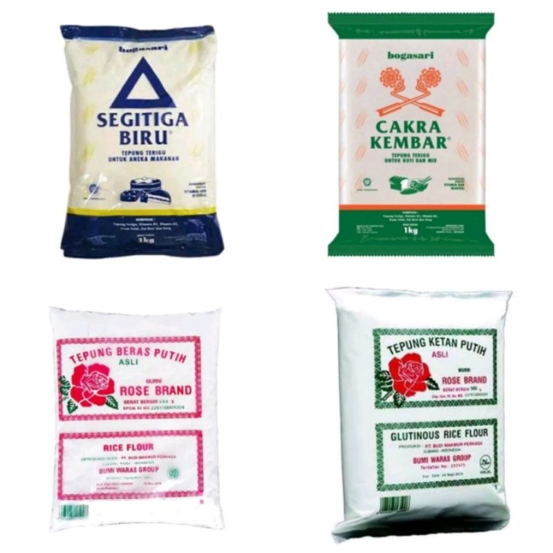 

[COD] TEPUNG TERIGU SEGITIGA BIRU EKONOMIS 1KG / TEPUNG TERIGU CAKRA KEMBAR EKONOMIS 1KG / TEPUNG KETAN PUTIH ROSE BRAND EKONOMIS 500GR / TEPUNG BERAS ROSE BRAND EKONOMIS 500GR / TEPUNG TAPIOKA ( TEPUNG KANJI) Rose Brand 500GR