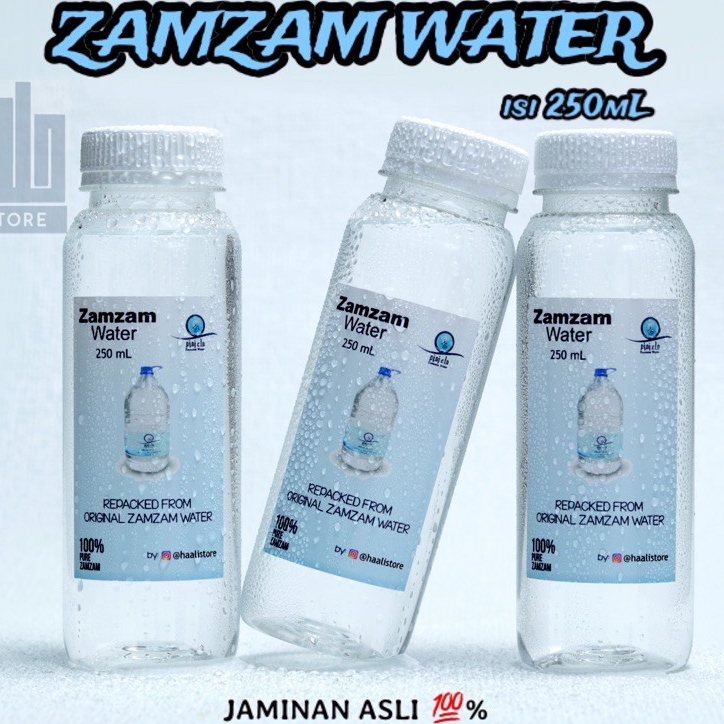 

AIR ZAMZAM 250mL ASLI ORIGINAL 100% zam-zam mineral water moya mai gift oleh haji umroh botol kecil