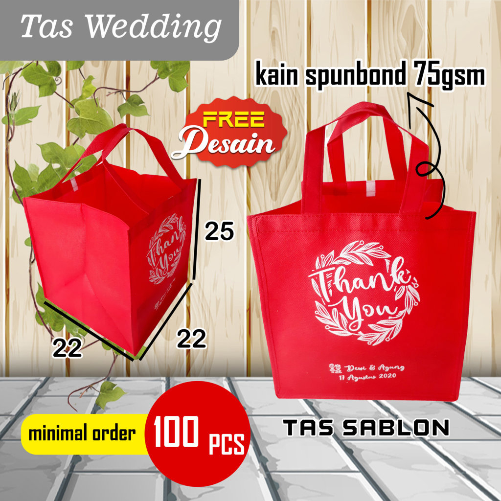 

Tas Souvenir Pengajian Pernikahan/Wedding Kotak Sablon Ukuran Box Nasi 20x20