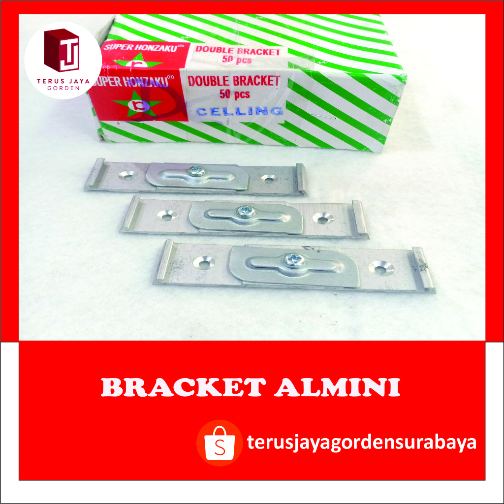 Bracket Rel Gorden Kotak Alumunium DOUBLE CEILING / Penyangga Kaki Rel Gorden Kotak Alumunium DOUBLE