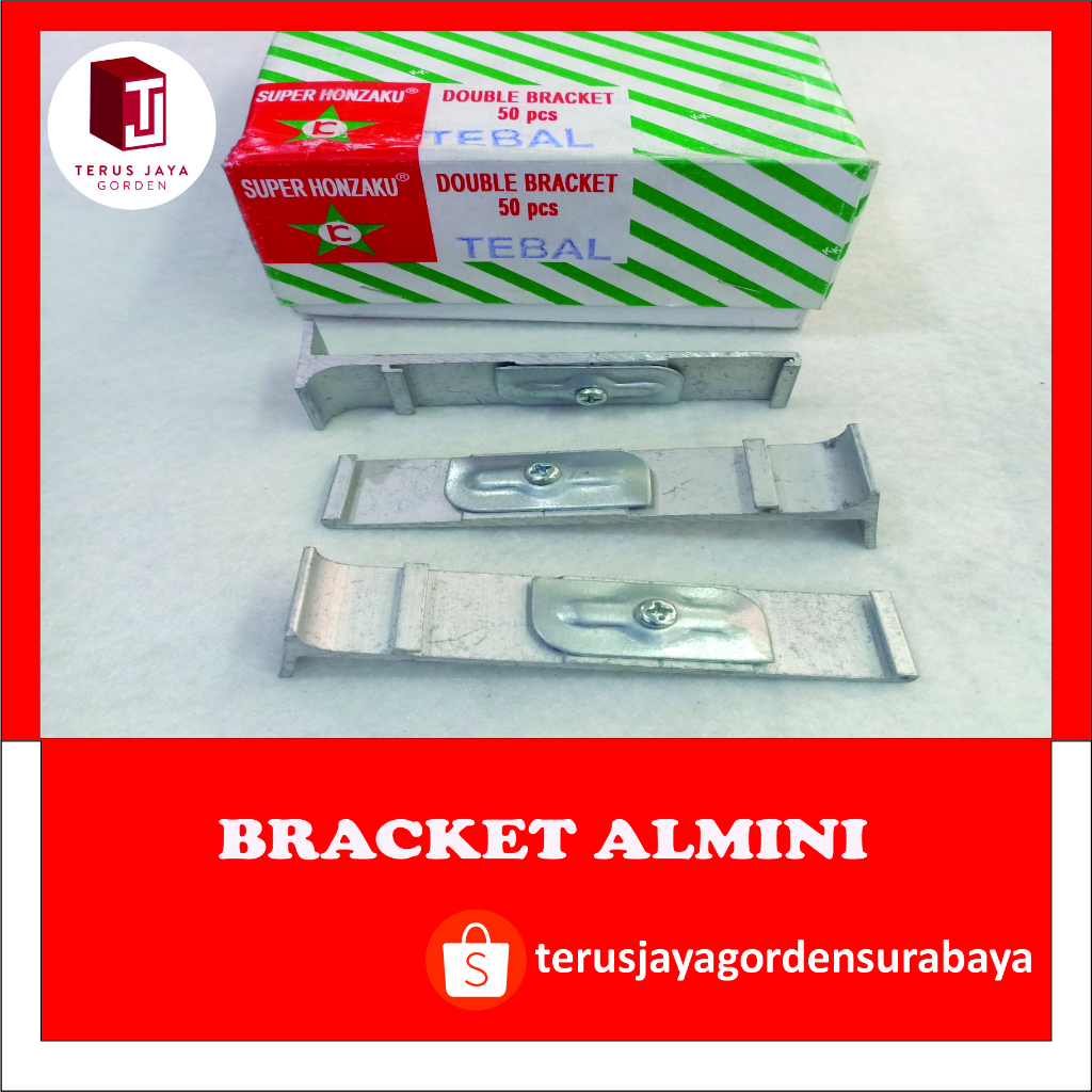 Bracket Rel Gorden Kotak Alumunium DOUBLE TEBAL / Penyangga Kaki Rel Gorden Kotak Alumunium DOUBLE T