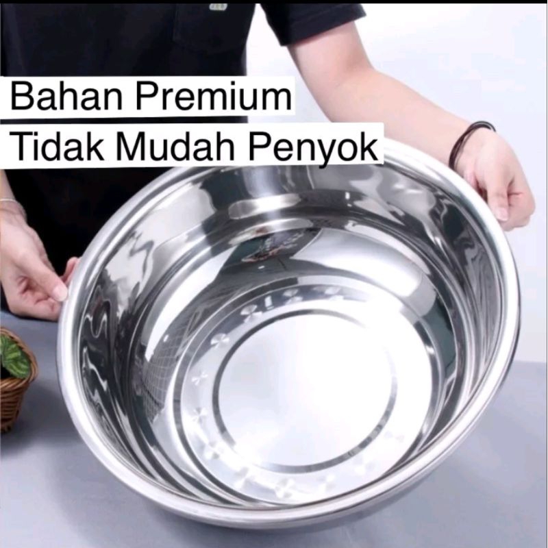 Baskom Tinggi 30 Cm Stainless Steel 30cm Mixing Bowl Baskom