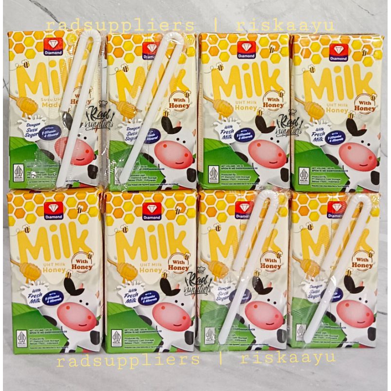 

[Bundling 8 Spesial Price..] Diamond UHT Milk 125ml Honey, Susu UHT 125ml Rasa Madu, Best Seller