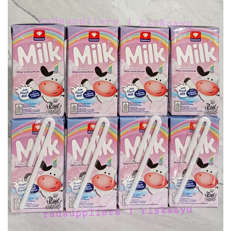 

[Spesial Price Bundling 8] Diamond UHT Milk Marshmallow 125mlX8... Susu UHT Rasa Marshmallow Spesial bundling 8..