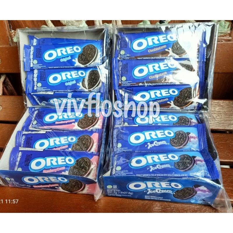 

Biskuit Oreo Vanila/ coklat/ Ice Cream/ Strawberry Kemasan Box (12 sachet)