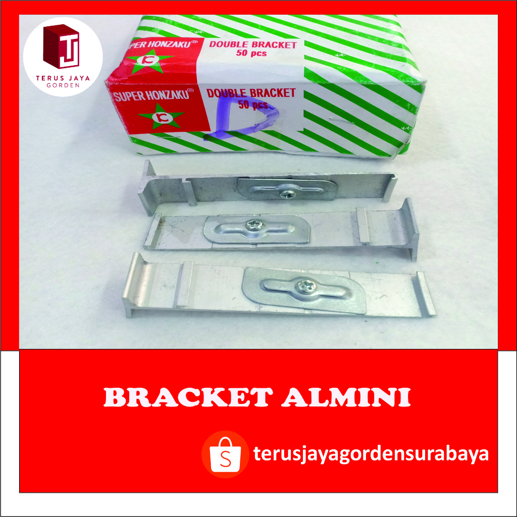 Bracket Rel Gorden Kotak Alumunium DOUBLE / Penyangga Kaki Rel Gorden Kotak Alumunium DOUBLE