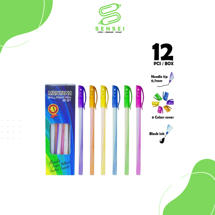 

12 Pcs Bolpoin Ball Pen / Pulpen / Pulpen Murah / Pena Montana 121 ST