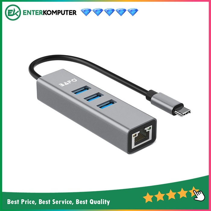Bafo USB Type C To Gigabit LAN + USB HUB 3 Port USB 3.0 - BF-C324