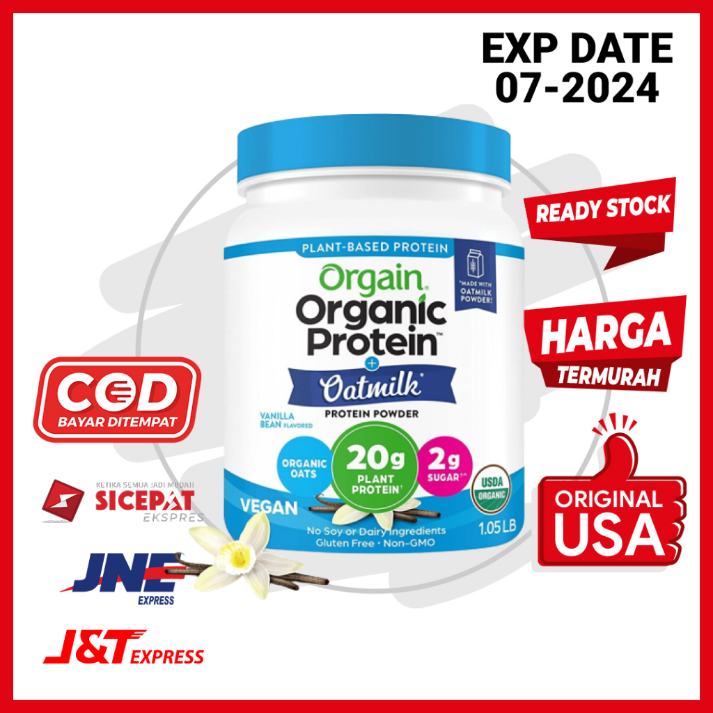 

Suplemen Fitness Orgain Protein Powder + Oatmilk Vanilla Bean 479gr