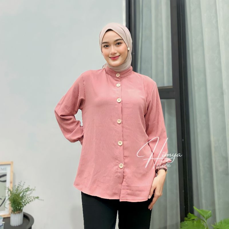 Kemeja Wanita Polos Oversize - Kemeja Crinkle Airflow