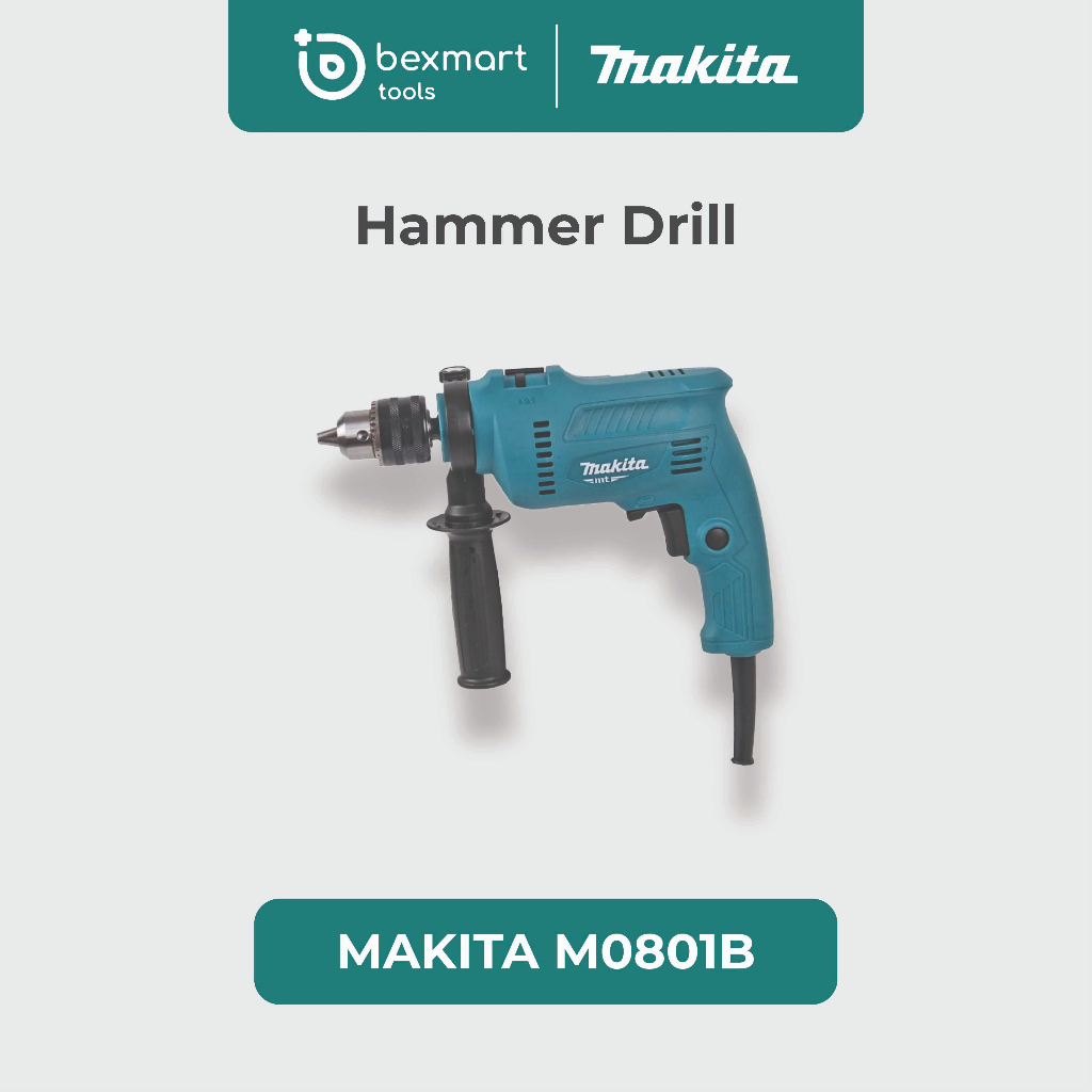 Makita M0801B Mesin Bor Beton Hammer Drill 16mm - Listrik, Keyed Chuck, 2 Tahun Garansi