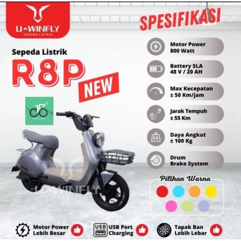 Sepeda listrik Uwinfly R8P 20ah TERBARU R8-P (Redfish 8 Pro) R-8P / RF8P