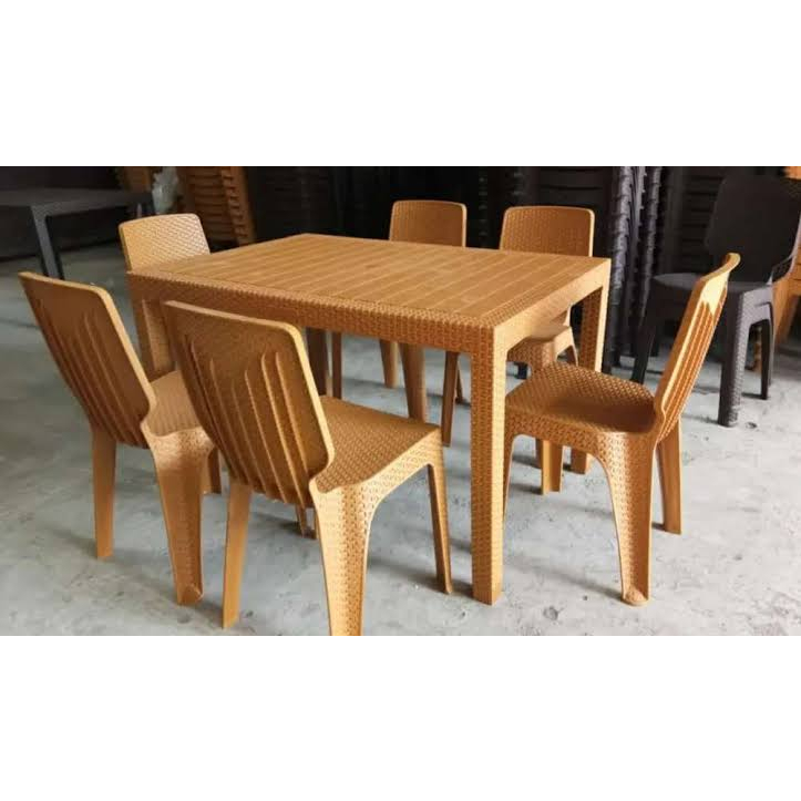 Meja Makan Plastik Rotan ODT120 Olymplast Set Kursi LINK PENGIRIMAN KURIR TOKO