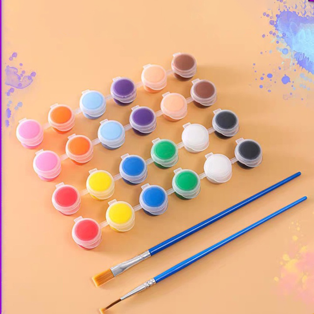 

JOYOBABY Pot Cat Plastik Renteng 12 Warna Cat Dengan Pena /6 X 5 Ml 6 X 3 Ml /Wadah Cat
