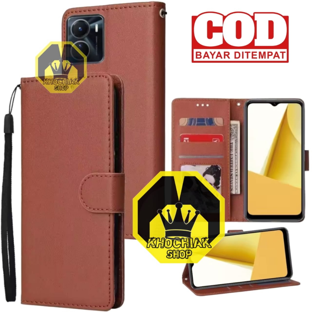 CASE DOMPET KULIT PREMIUM TIPE HP VIVO Y16\CASE FLIP KULIT ORIZONTAL