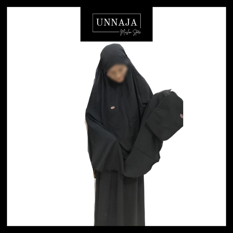 UMS - Mukena Crincle Premium / Mukena Hitam Polos / Mukena Haji Umroh / Mukena Adem