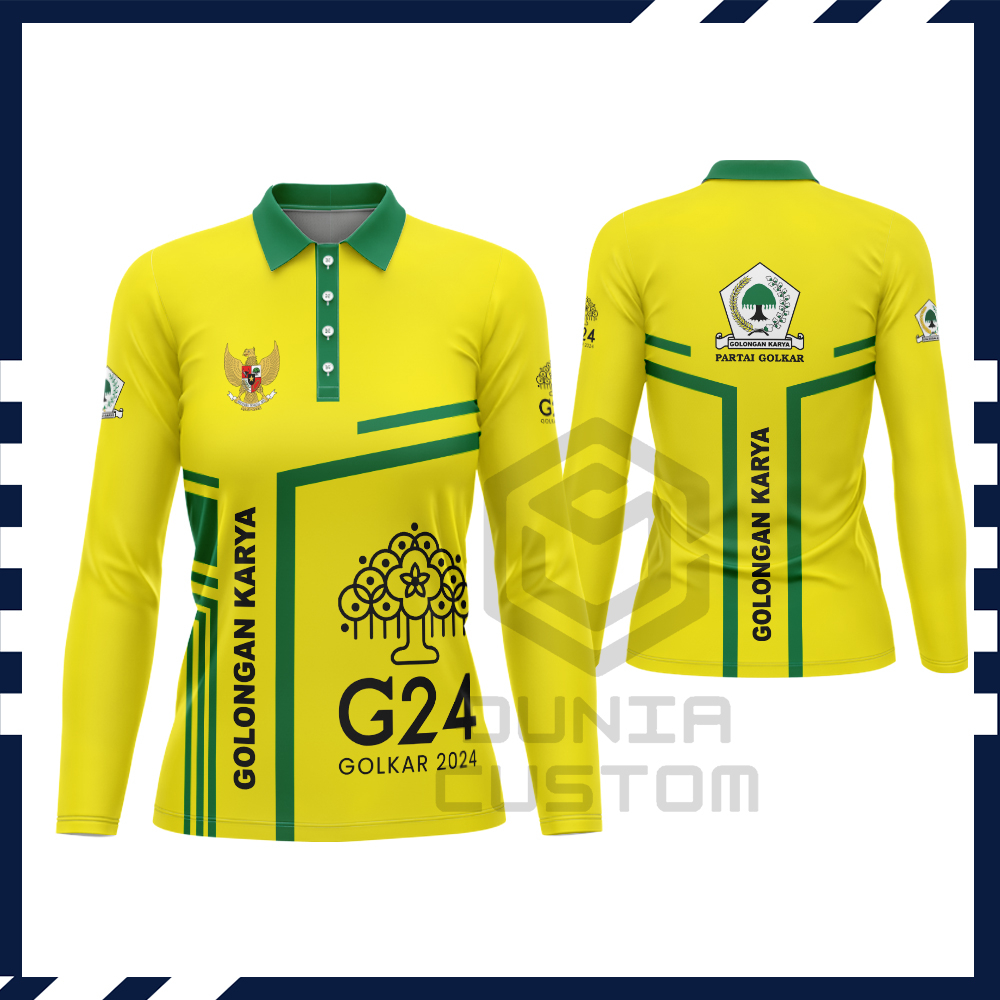 Jual Kaos Baju Polo Wanita GOLKAR 2024 Fullprint
