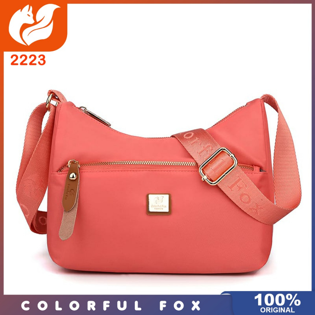 Colorful fox ori - Tas selempang colorful fox 2223 tas selempang nilon waterproof tas import wanita