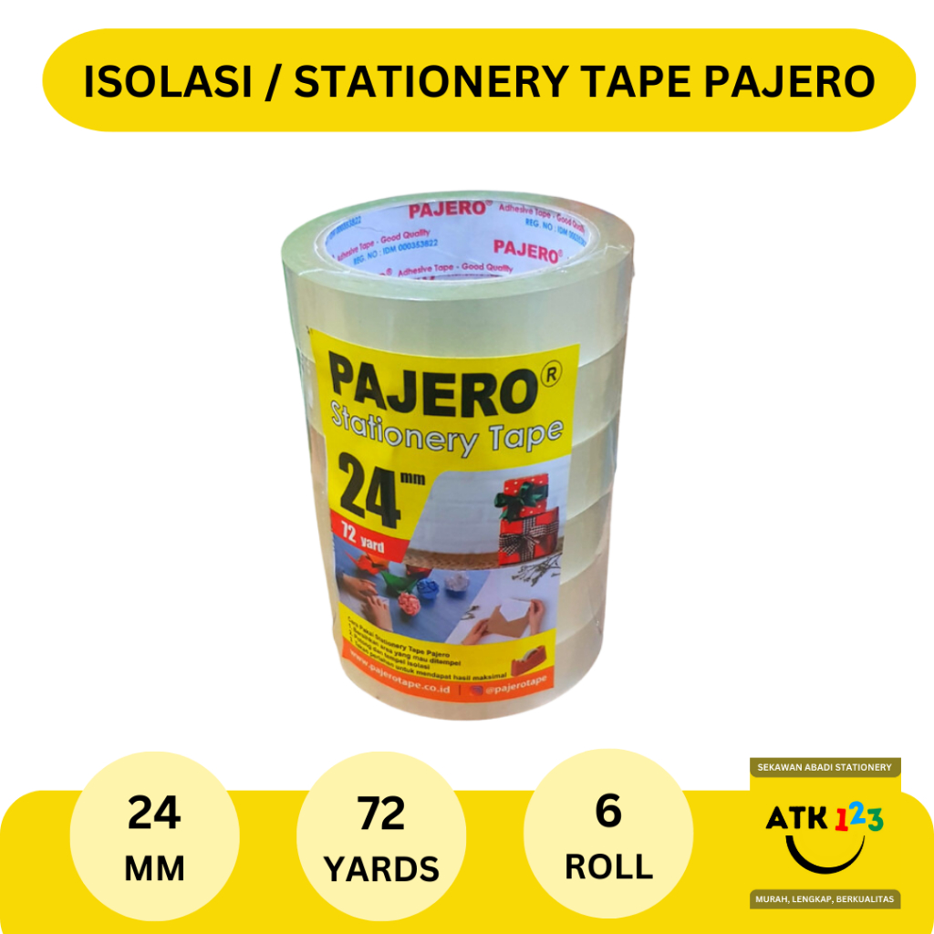 

Isolasi / Stationary Tape Slop Merk Pajero 24 mm x 72 yards